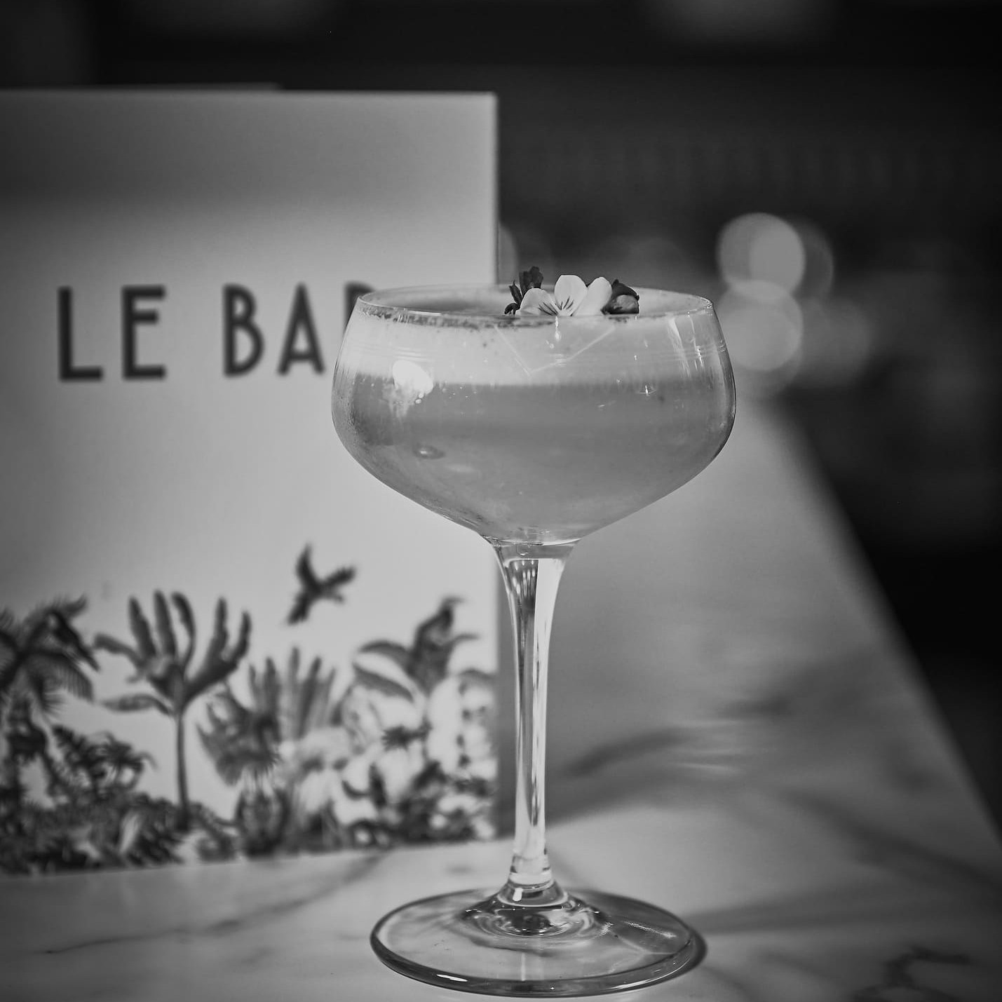 bar cocktail with flower